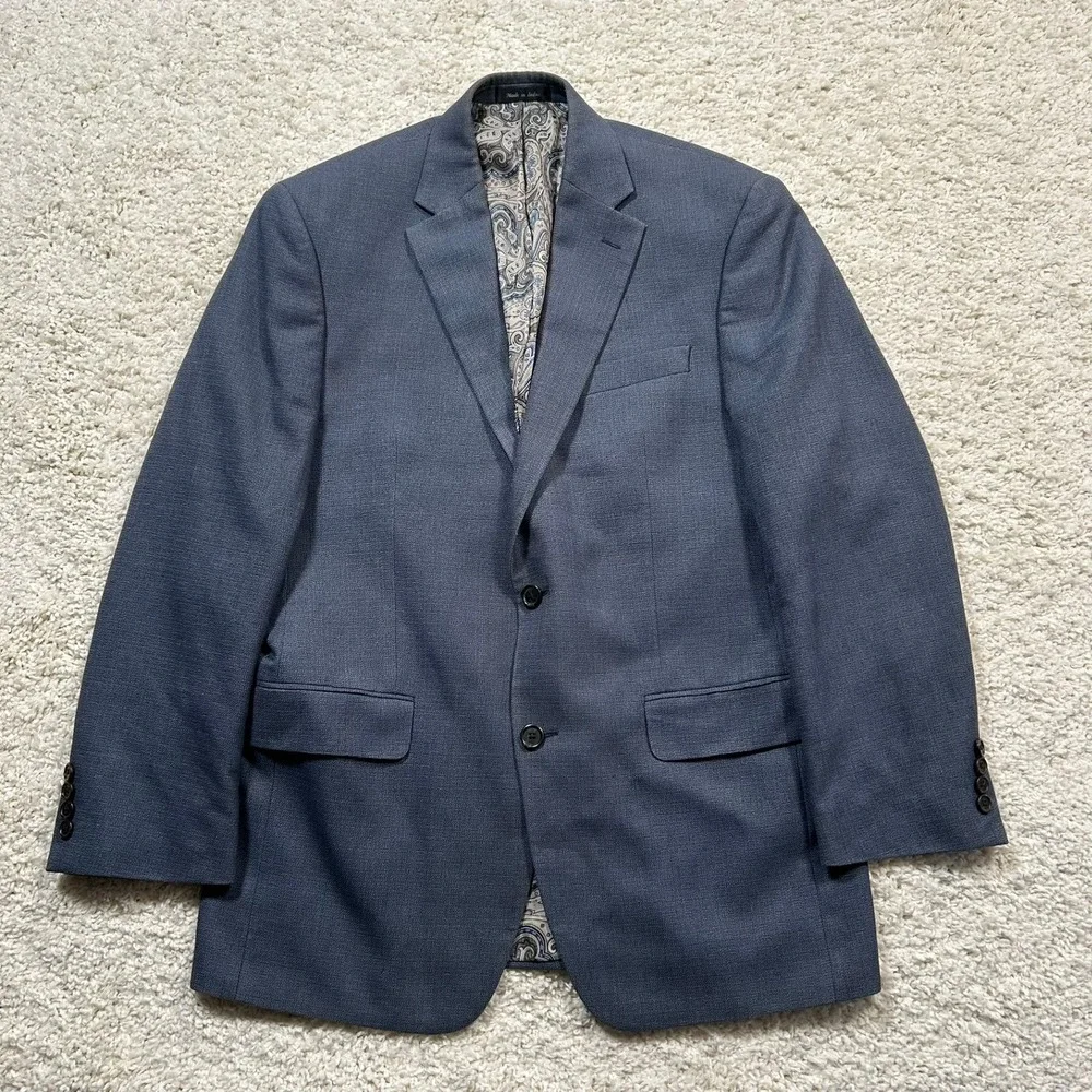 Lauren Ralph Lauren Sport Coat 40R Blue Paisley Two Button Blazer Polyester
